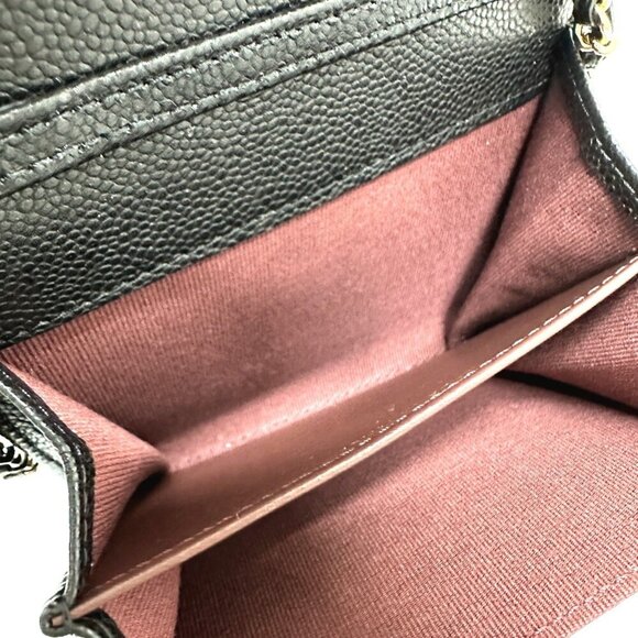 CHANEL Authentic Black Caviar Leather Logo Pochette Wallet - Picture 10 of 13